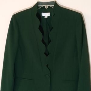 Dark Green Jacket Women's Blazer Size 6 Designer Tahari Ladies Dress Coat